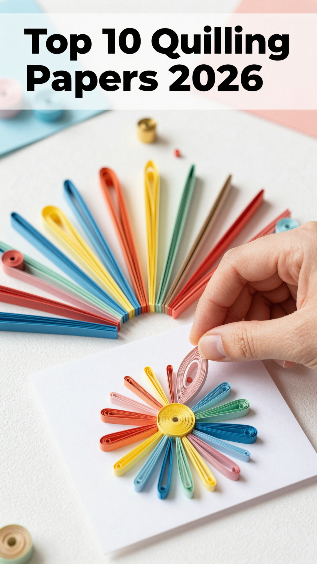 Vibrant-flat-lay-of-colorful-quilling-paper-strips